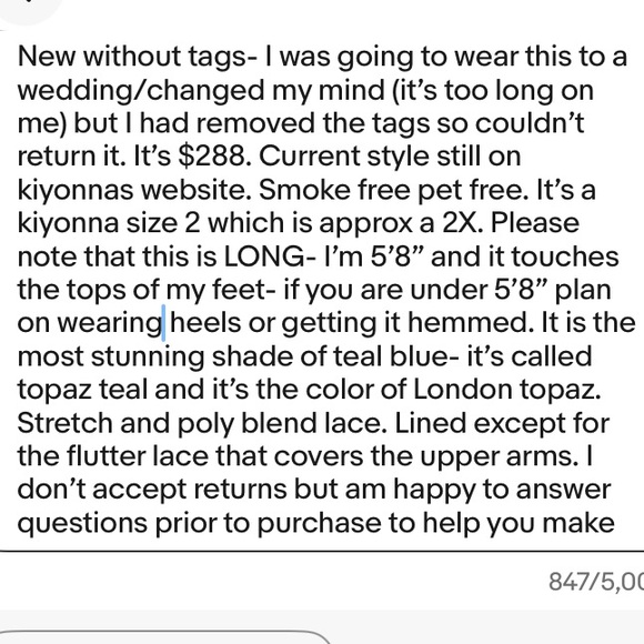 New without tags $288 2X Kiyonna duchess gown dress topaz teal - Picture 5 of 5